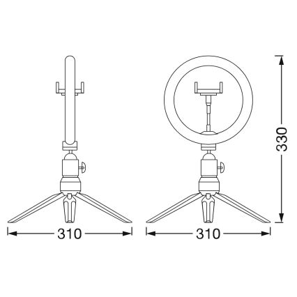 Osram - hämardatav LED-laualamp koos statiiviga ja vlogimiseks hoidikuga LED/5,5W/USB 3000-6500K 210 mAh
