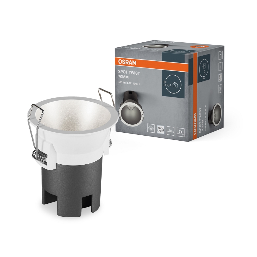 Osram - LED süvistatav laevalgusti SPOT TWIST LED/5W/230V 4000K läbimõõt 7 cm valge/hõbedane