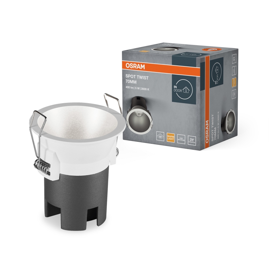 Osram - LED süvistatav laevalgusti SPOT TWIST LED/5W/230V 3000K läbimõõt 7 cm valge/hõbedane