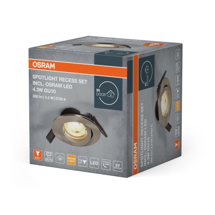 Osram - LED süvistatav valgusti SPOT 1xGU10/4,3W/230V 2700K CRI 90 matitud kroom