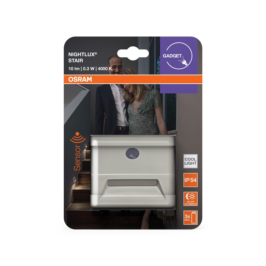 Osram - LED-trepi valgusti anduriga NIGHTLUX LED/0,25W/3xAAA IP54 valge