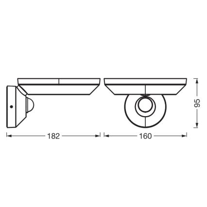 Osram - LED-välisseinale paigaldatav seinavalgusti hämarus- ja liikumisanduriga ENDURA STYLE LED/12W/230V IP65