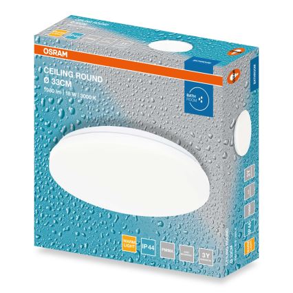 Osram - LED vannitoa laelamp CEILING ROUND LED/18 W/230 V 3000 K Ø 33 cm IP44 valge