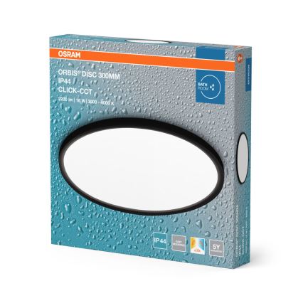 Osram - LED vannitoa laelamp DISC LED/18W/230V 3000/4000K läbimõõt 30 cm IP44 must