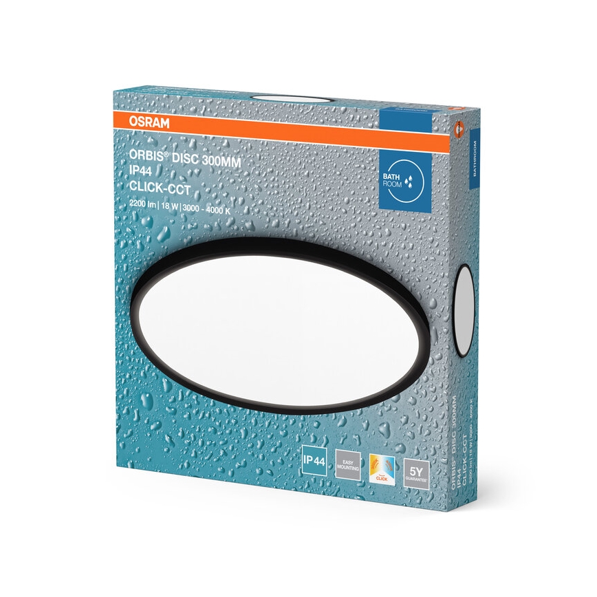 Osram - LED vannitoa laelamp DISC LED/18W/230V 3000/4000K läbimõõt 30 cm IP44 must