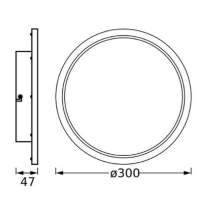 Osram - LED vannitoa laelamp DISC LED/18W/230V 3000/4000K läbimõõt 30 cm IP44 must