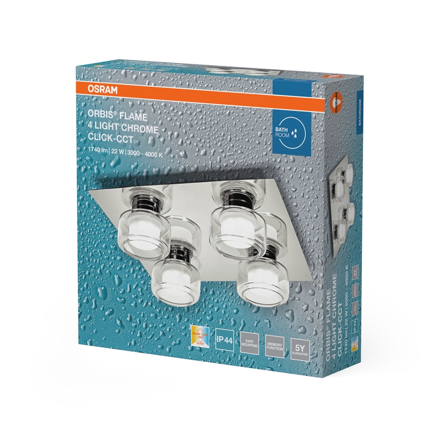Osram - LED vannitoa laevalgusti ORBIS FLAME 4xLED/5,5W/230V 3000/4000K IP44 läikiv kroom