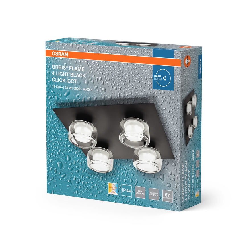 Osram - LED-vannitoa laevalgusti ORBIS FLAME 4xLED/5,5W/230V 3000/4000K IP44 must