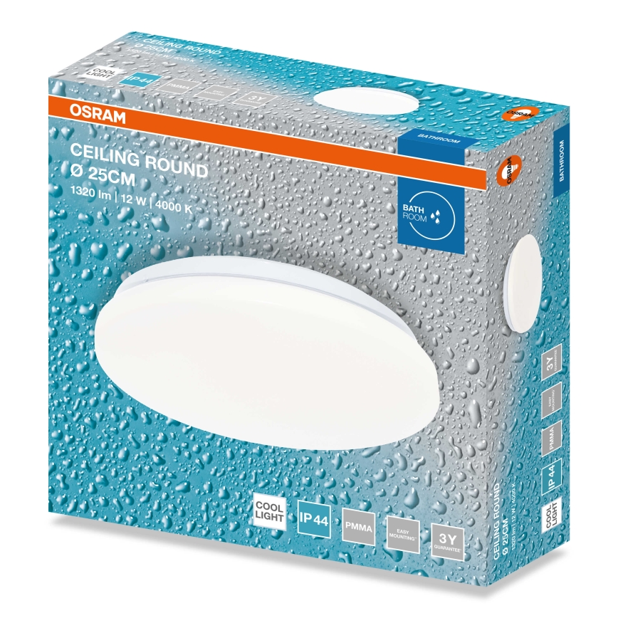 Osram - LED vannitoa laevalgusti CEILING ROUND LED/12W/230V 4000K läbimõõt 26 cm IP44 valge