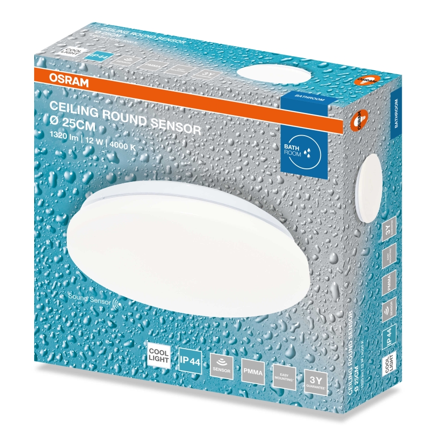 Osram - LED-vannitoa laevalgusti hämarusanduriga CEILING ROUND LED/12W/230V 4000K Ø 26 cm IP44 valge