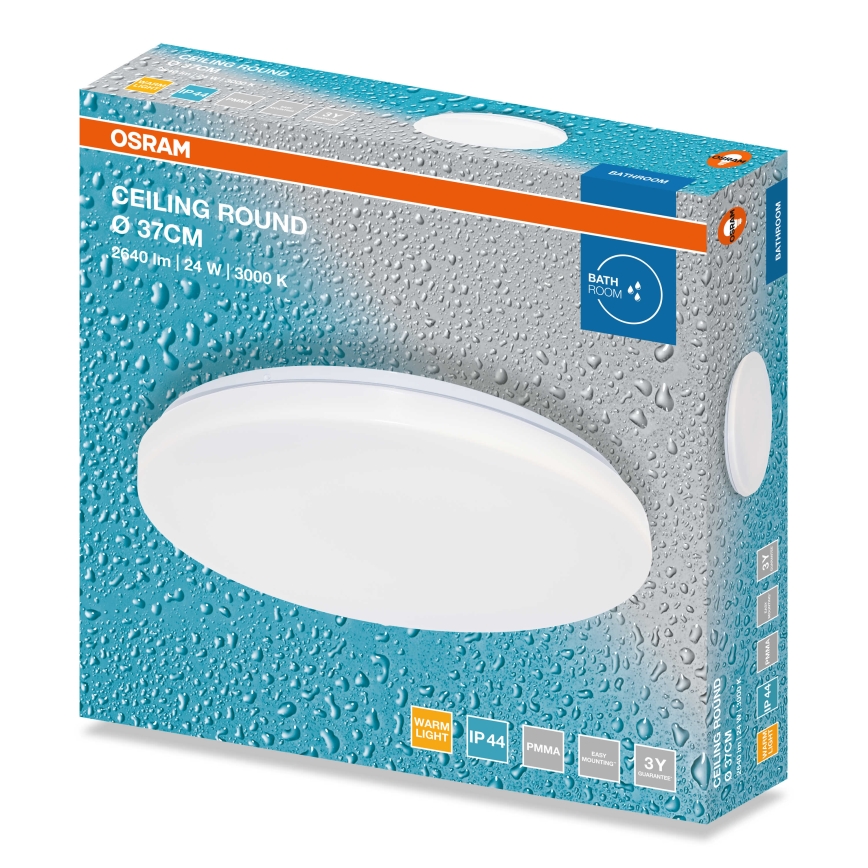 Osram - CEILING ROUND LED/24W/230V 3000K vannitoa laelamp, Ø 37 cm, IP44, valge
