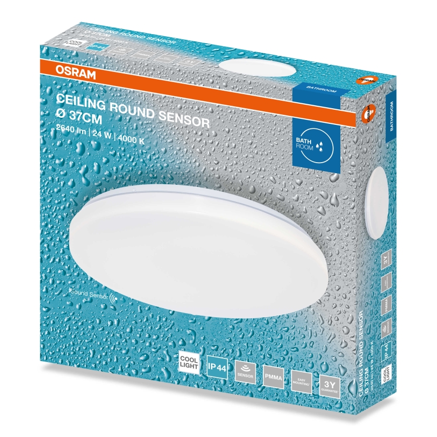 Osram - LED-vannitoa laelamp hämaruseanduriga CEILING ROUND LED/24W/230V 4000K Ø 37 cm IP44 valge