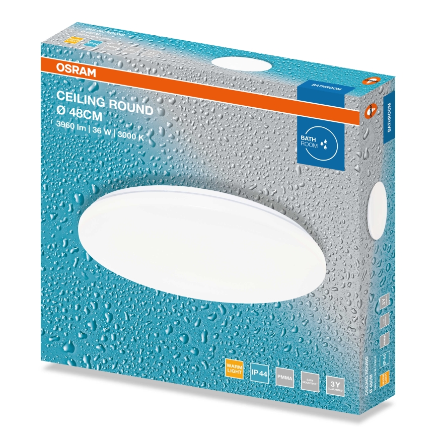 Osram - LED vannitoa laevalgusti CEILING ROUND LED/36W/230V 3000K, läbimõõt 48 cm, IP44, valge