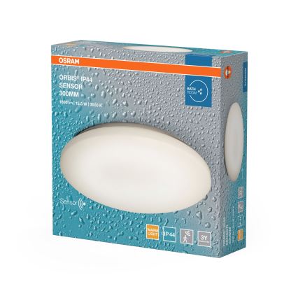 Osram - LED-vannitoa laevalgusti liikumis- ja hämarussensoriga ORBIS LED/15,5W/230V Ø 30 cm IP44 valge