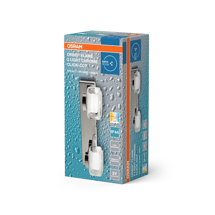 Osram - LED-vannitoa seinavalgusti ORBIS FLAME 2xLED/5,5W/230V 3000/4000K IP44 läikiv kroom