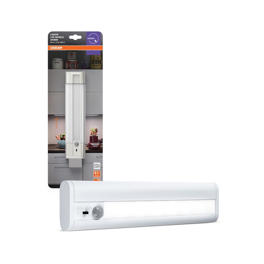 Osram - LINEARLED LED-aluskapi valgusti liikumis- ja hämarusanduriga LED/1,9W/6V 4xAA 4000K 21,4 cm valge