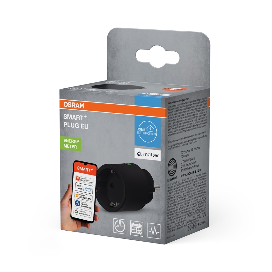 Osram - Nutikas pistikupesa SMART+ MATTER SCHUKO 2300W/230V/10A Wi-Fi must