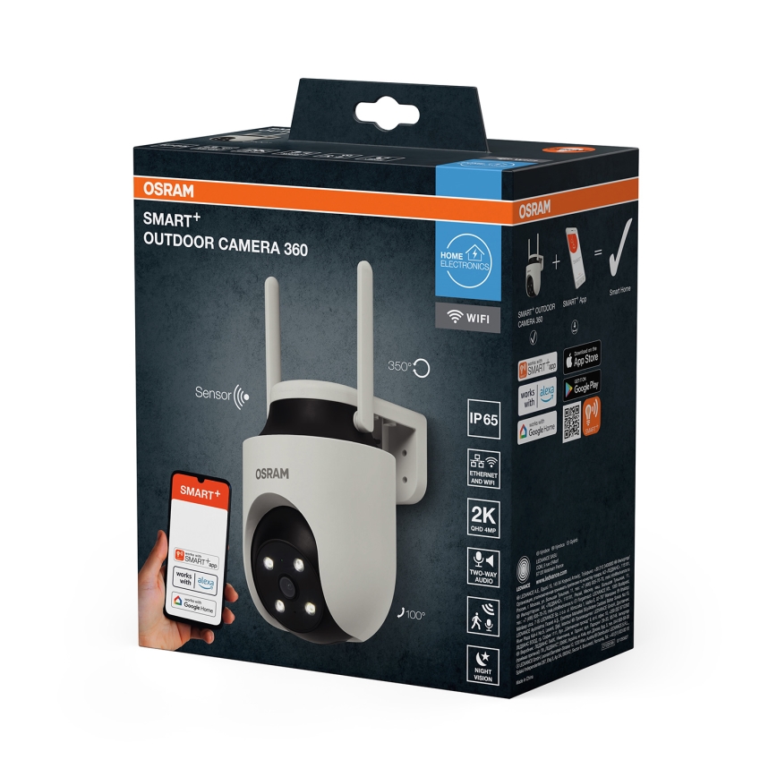 Osram - Nutikas väliskaamera 360° 2K-anduriga SMART+ 230V IP67 Wi-Fi