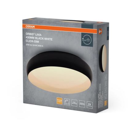 Osram - LED-hämardatav laevalgusti ORBIS LIVIA LED/24W/230V läbimõõt 43 cm must/valge