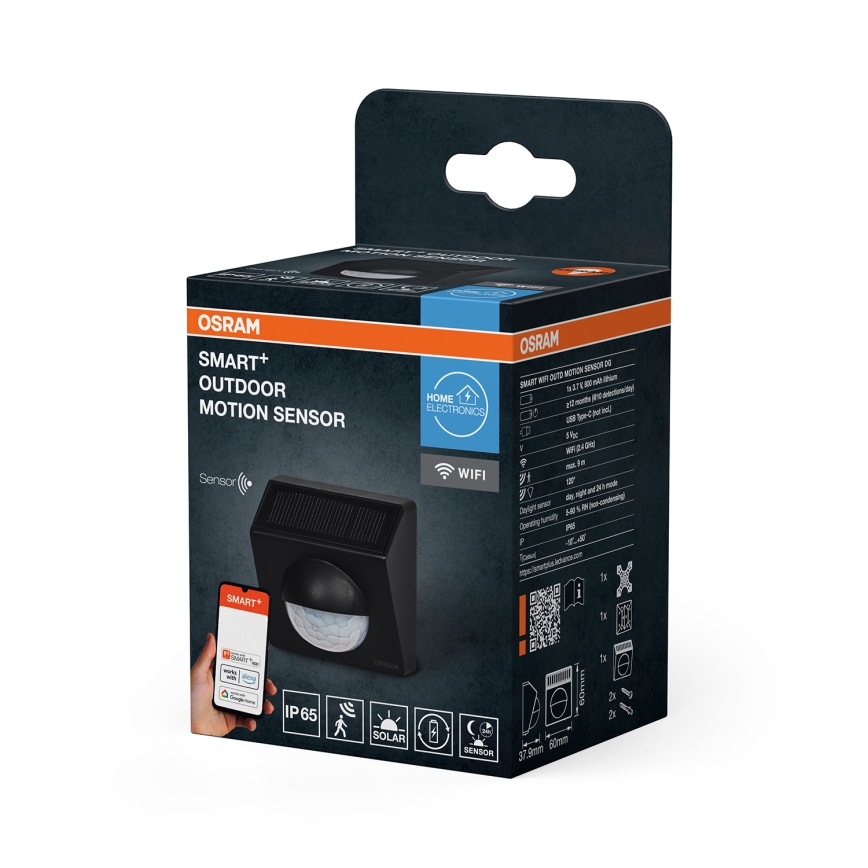 Osram - Päikeseenergial töötav välisliikumisandur SMART+ 3,7V antratsiit IP65 Wi-Fi 800 mAh