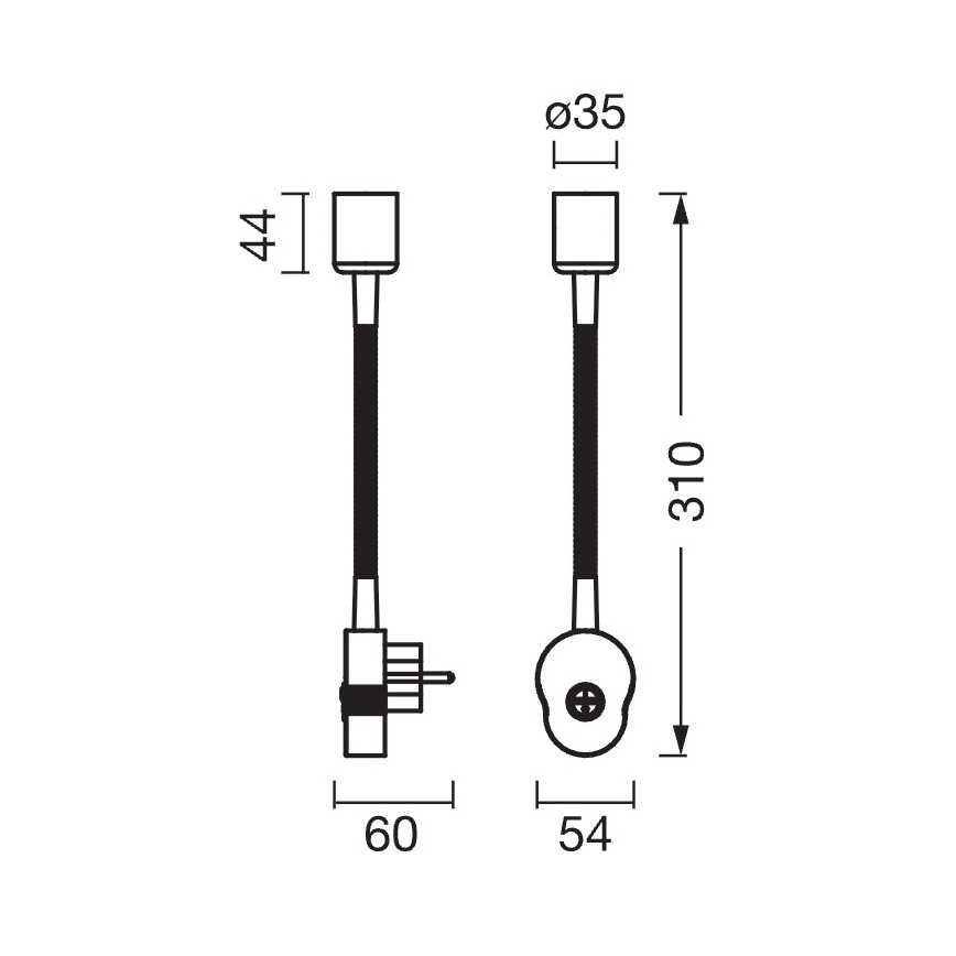 Osram - Painduv seinavalgusti PLUG TUBE FLEX 1xGU10/5W/230V must