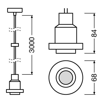 Osram - PENDULUM toitekaabel 1xE27/40W/230V must