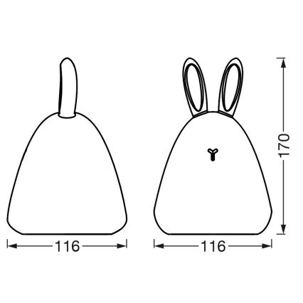 Osram - LED puutetundlik laste öölamp TOUCH LED/2,5W/5V 1200 mAh jänes