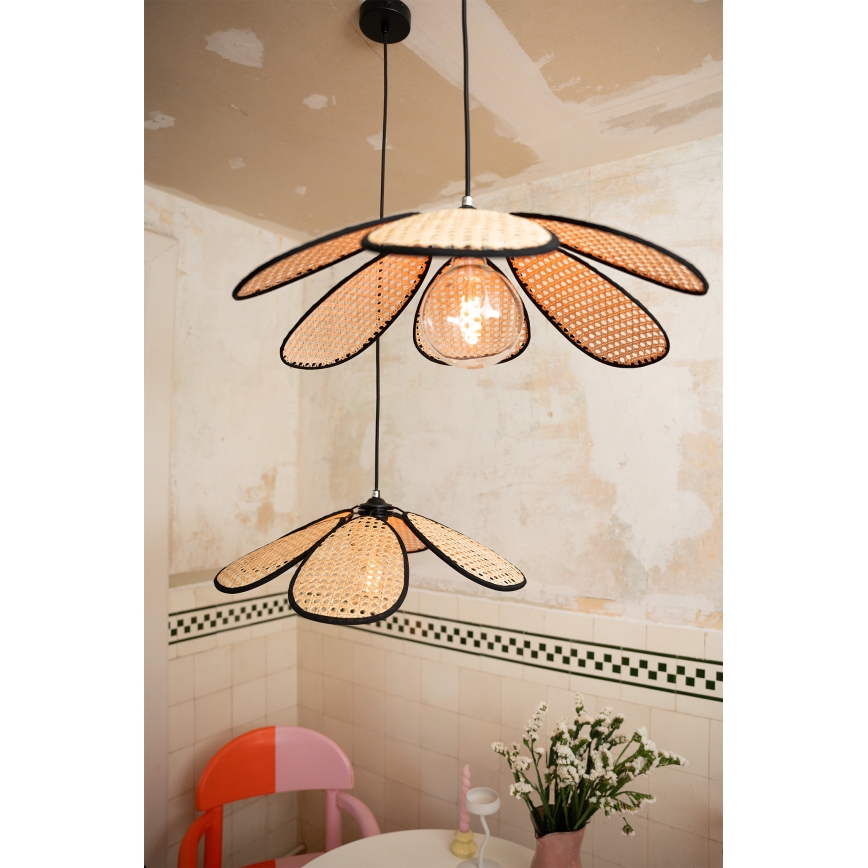 Osram - ripatslamp kaabliga DECOR RATTAN 1xE27/15W/230V läbimõõt 58 cm beež/must