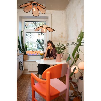 Osram - ripatslamp kaabliga DECOR RATTAN 1xE27/15W/230V läbimõõt 58 cm beež/must