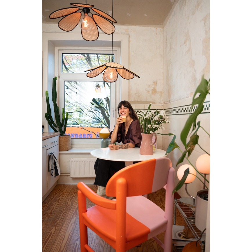 Osram - ripatslamp kaabliga DECOR RATTAN 1xE27/15W/230V läbimõõt 58 cm beež/must