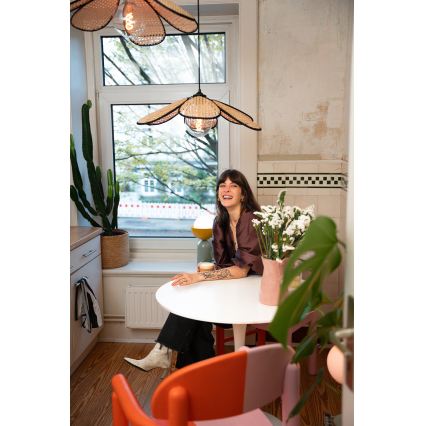 Osram - ripatslamp kaabliga DECOR RATTAN 1xE27/15W/230V läbimõõt 58 cm beež/must