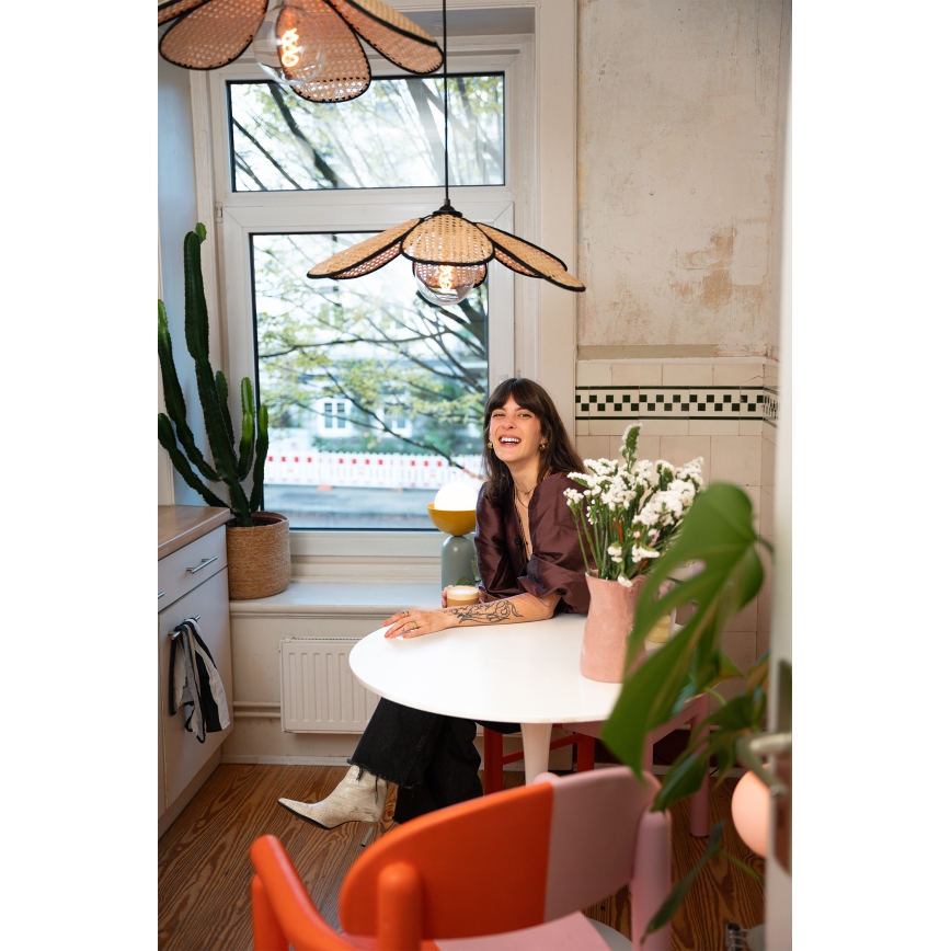 Osram - ripatslamp kaabliga DECOR RATTAN 1xE27/15W/230V läbimõõt 58 cm beež/must