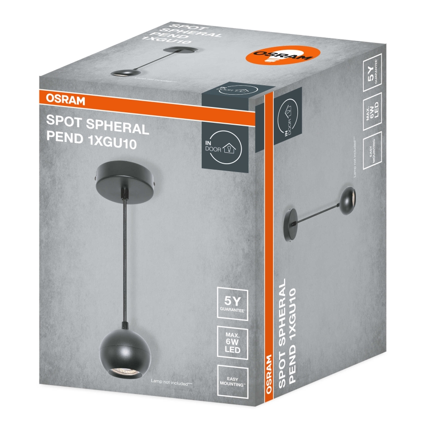 Osram - Ripatslamp kaablil SPOT SPHERAL 1xGU10/6W/230V, must