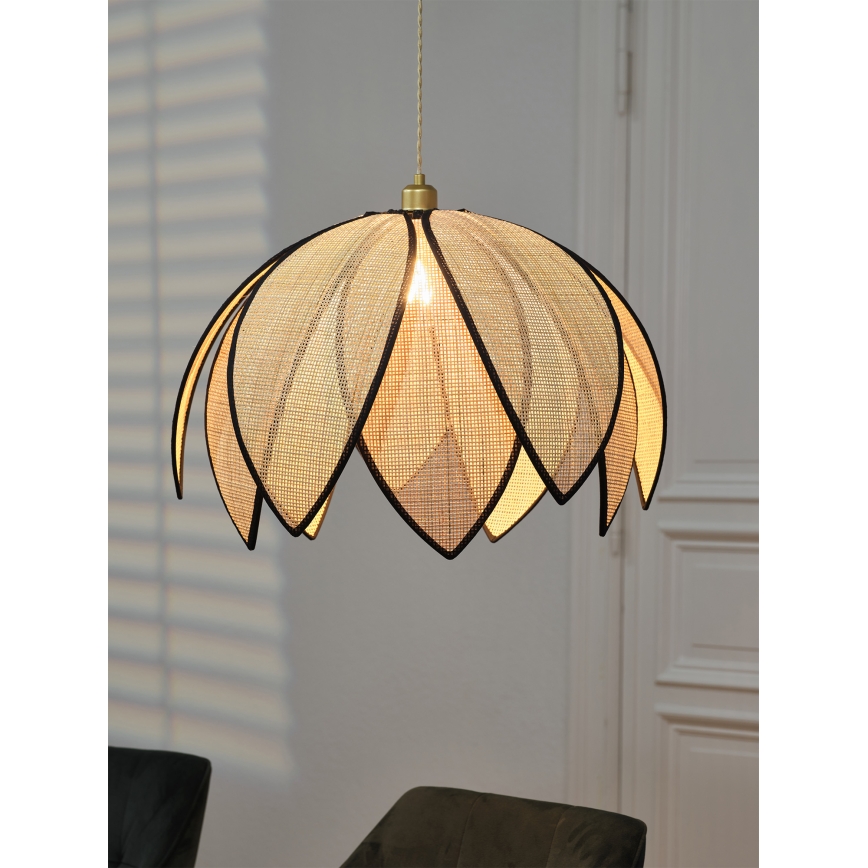 Osram - Ripplamp juhtmega DECOR RATTAN 1xE27/15W/230V läbimõõt 67 cm beež/must