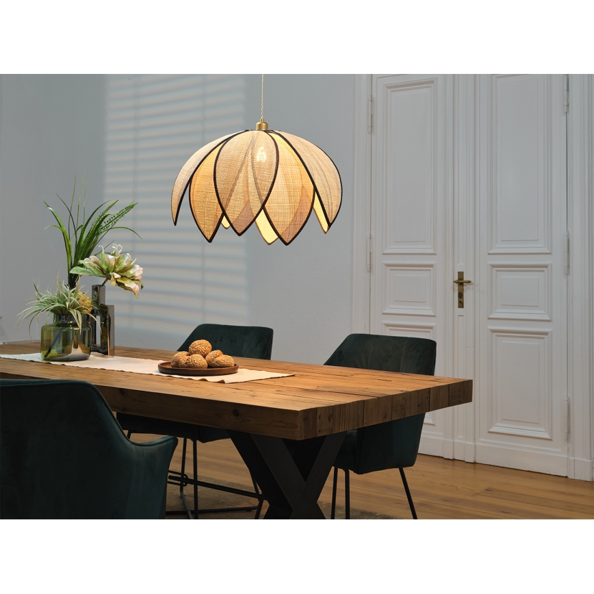 Osram - Ripplamp juhtmega DECOR RATTAN 1xE27/15W/230V läbimõõt 67 cm beež/must