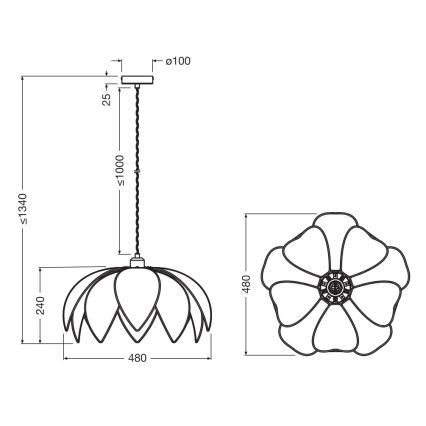 Osram - Ripplamp kaabliga DECOR RATTAN 1xE27/15W/230V läbimõõt 48 cm beež/must