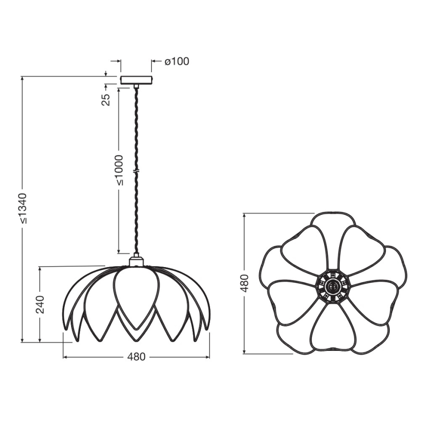 Osram - Ripplamp kaabliga DECOR RATTAN 1xE27/15W/230V läbimõõt 48 cm beež/must