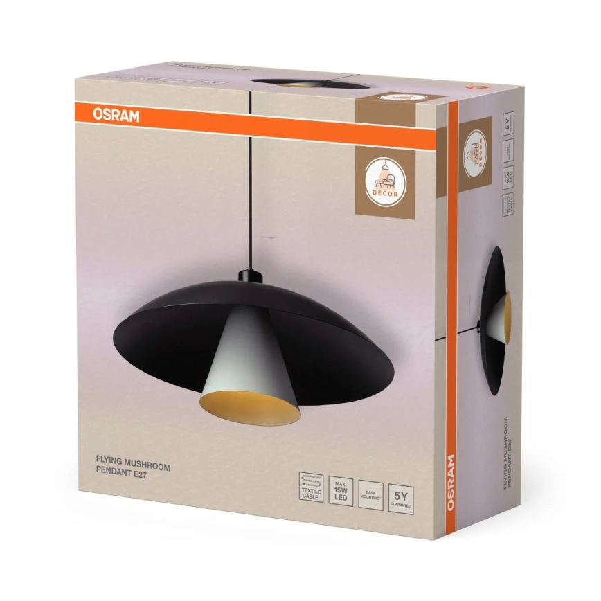 Osram - Ripplamp kaablil DECOR FLYING MUSHROOM 1xE27/25W/230V Ø50 cm must