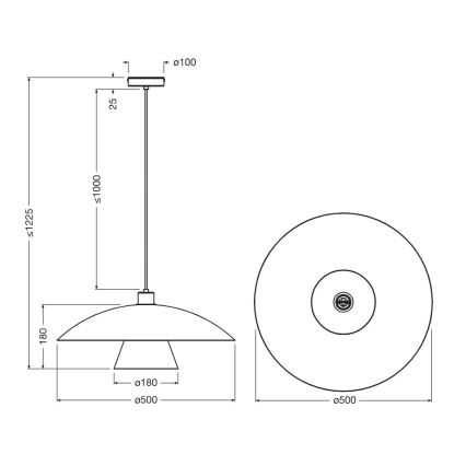 Osram - Ripplamp kaablil DECOR FLYING MUSHROOM 1xE27/25W/230V Ø50 cm must