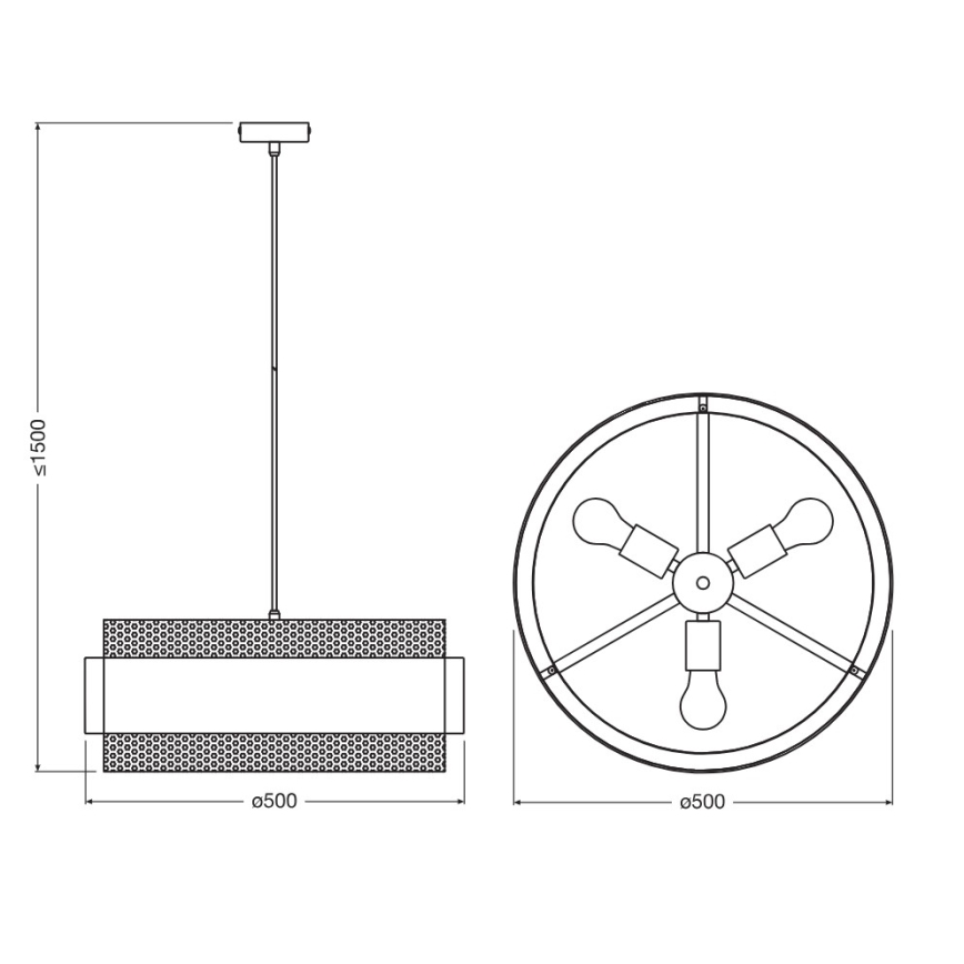Osram - Rippvalgusti kaabliga DECOR HORNET 3xE27/10W/230V Ø 50 cm must/kuldne