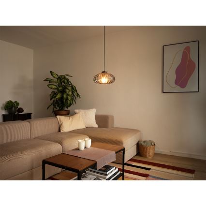 Osram - Rippvalgusti kaabliga DECOR SMOKE 1xE27/12W/230V läbimõõduga 28 cm must/suitsuhall