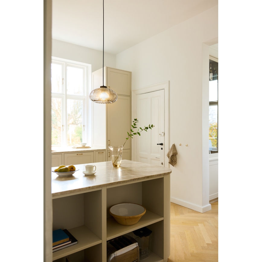 Osram - Rippvalgusti kaabliga DECOR SMOKE 1xE27/12W/230V läbimõõduga 28 cm must/suitsuhall