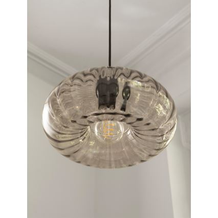 Osram - Rippvalgusti kaabliga DECOR SMOKE 1xE27/12W/230V läbimõõduga 28 cm must/suitsuhall