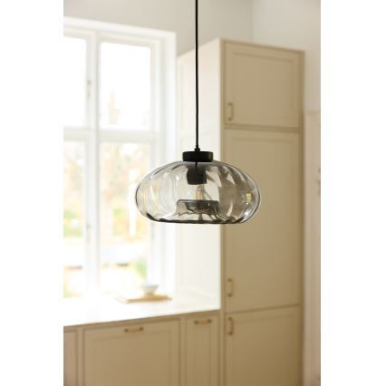 Osram - Rippvalgusti kaabliga DECOR SMOKE 1xE27/12W/230V läbimõõduga 28 cm must/suitsuhall