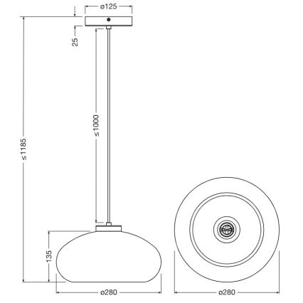 Osram - Rippvalgusti kaabliga DECOR SMOKE 1xE27/12W/230V läbimõõduga 28 cm must/suitsuhall