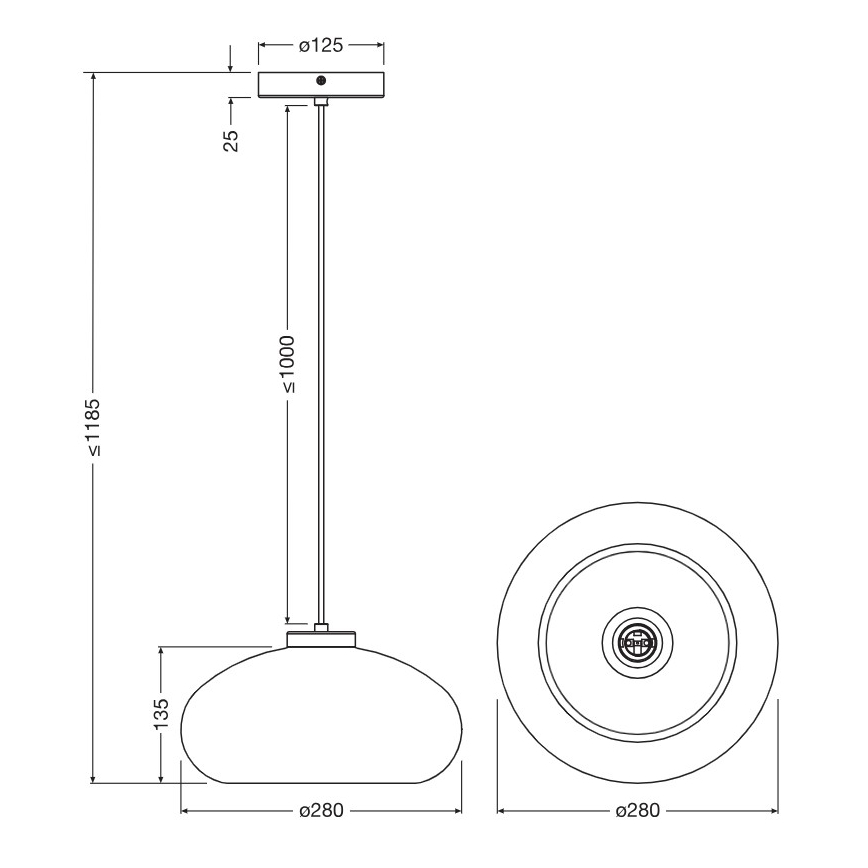 Osram - Rippvalgusti kaabliga DECOR SMOKE 1xE27/12W/230V läbimõõduga 28 cm must/suitsuhall