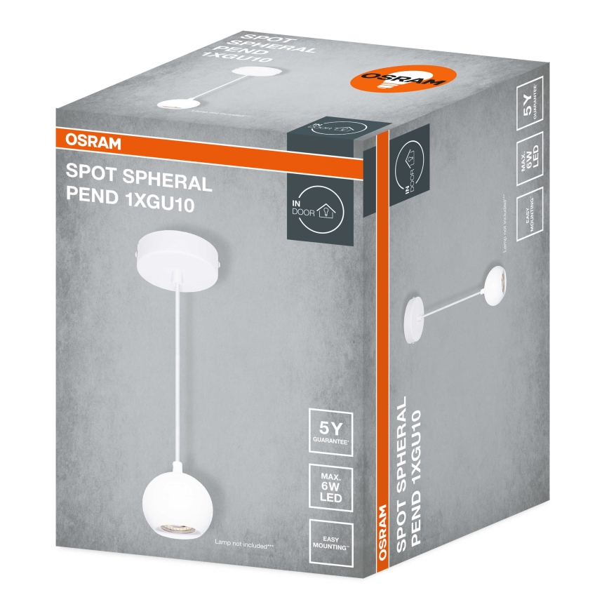 Osram - Rippvalgusti kaabliga SPOT SPHERAL 1xGU10/6W/230V valge