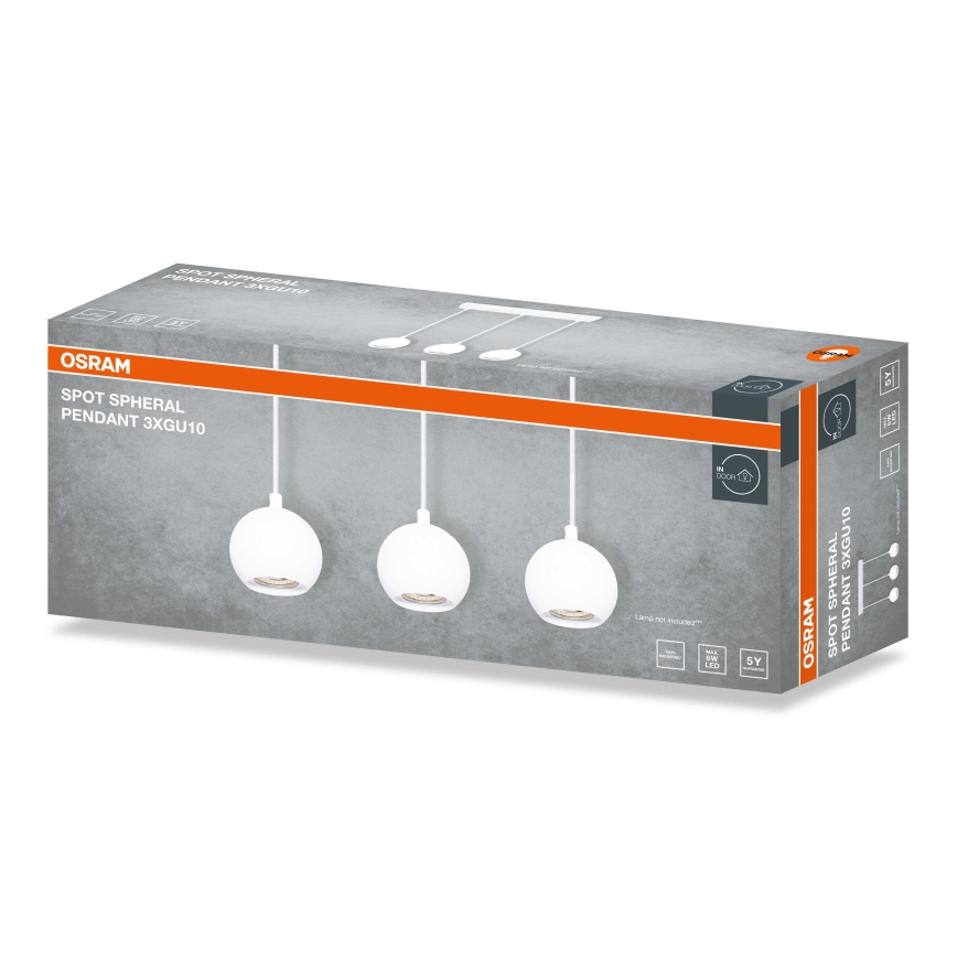Osram - Riputatav laelamp kaabliga SPOT SPHERAL 3xGU10/6W/230V valge