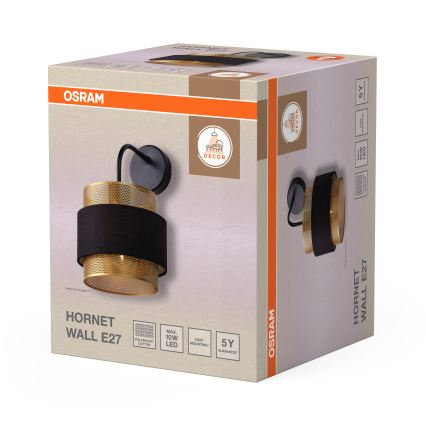 Osram - Seinalamp DECOR HORNET 1xE27/10W/230V must/kuldne