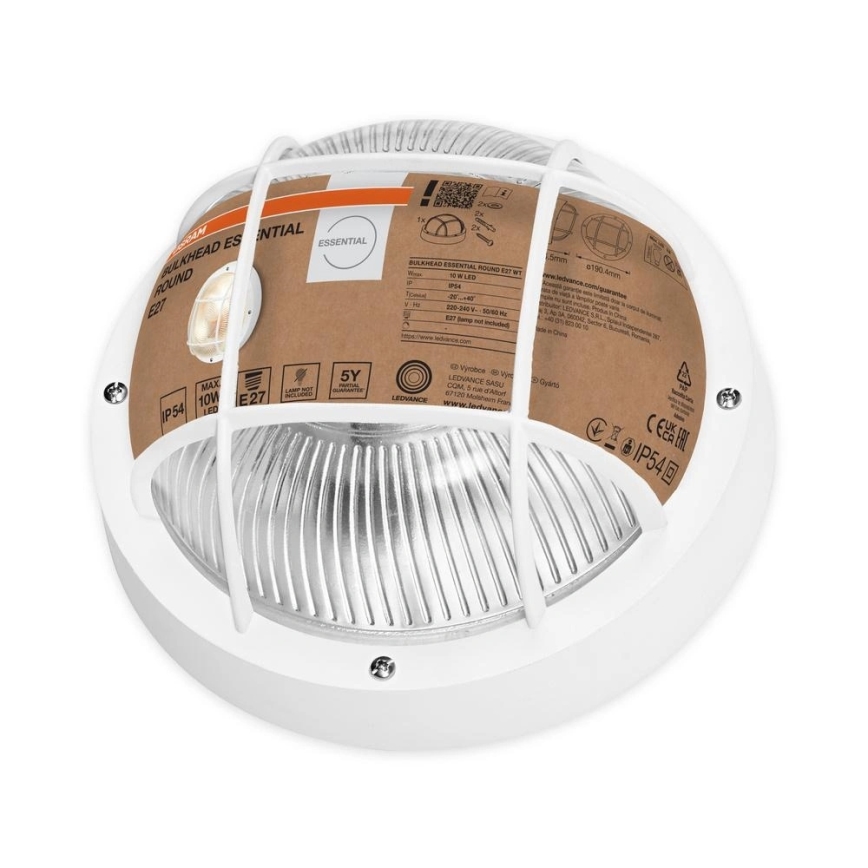 Osram - seinale paigaldatav välisvalgusti BULKHEAD 1xE27/10W/230V, läbimõõt 19 cm, IP54, valge